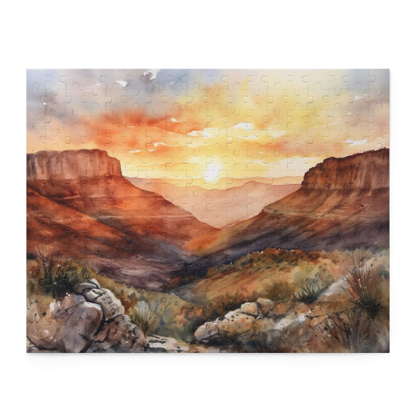 "Desert Mountain Puzzle Challenge - Serene jigsaw puzzle with breathtaking views for relaxation"