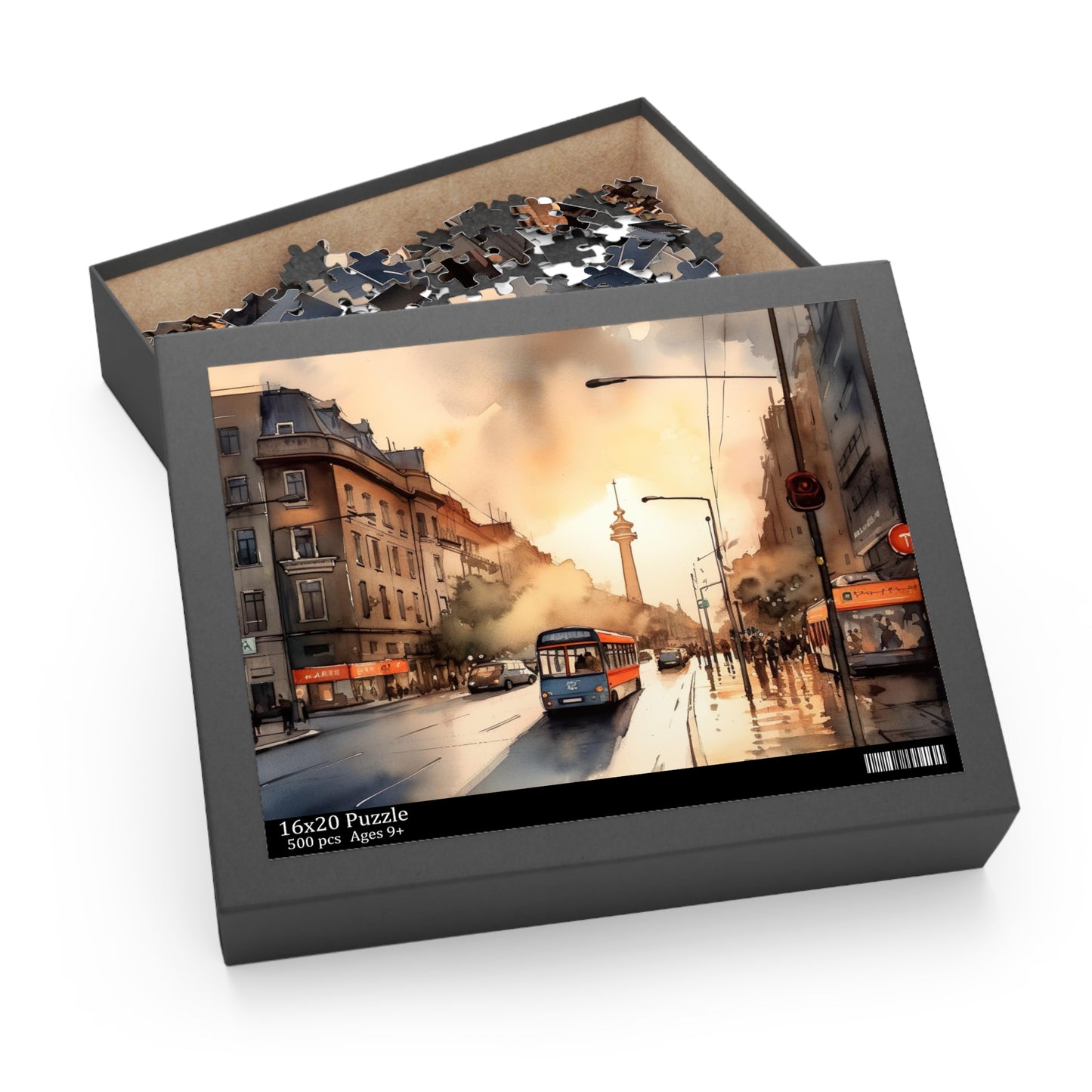 "Berlin Sunset Jigsaw Puzzle - Stunning skyline silhouette against colorful sky"