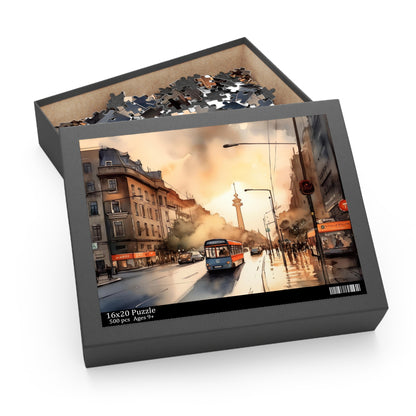 "Berlin Sunset Jigsaw Puzzle - Stunning skyline silhouette against colorful sky"