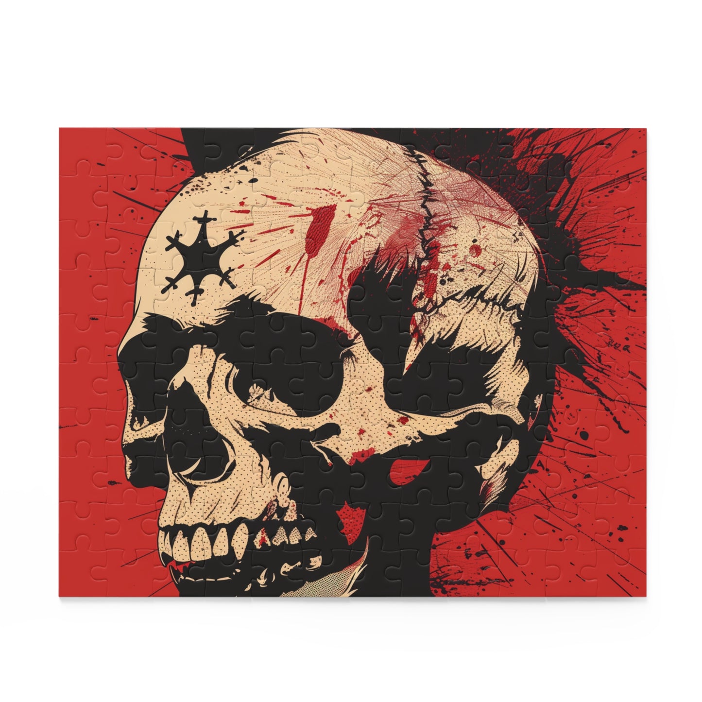 "Punk Rock Skull Jigsaw Puzzle: Intricate details and vibrant colors for a rockin' challenge"