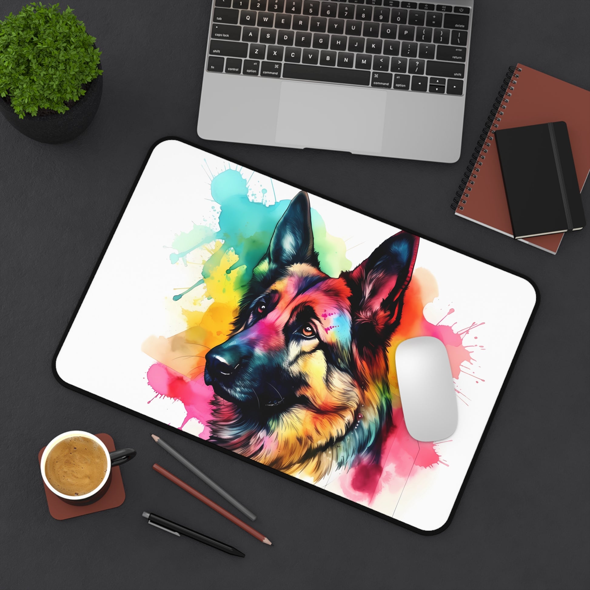 "Adorable German Shepherd Desk Mat - Brighten Up Your Workspace with Playful Design"