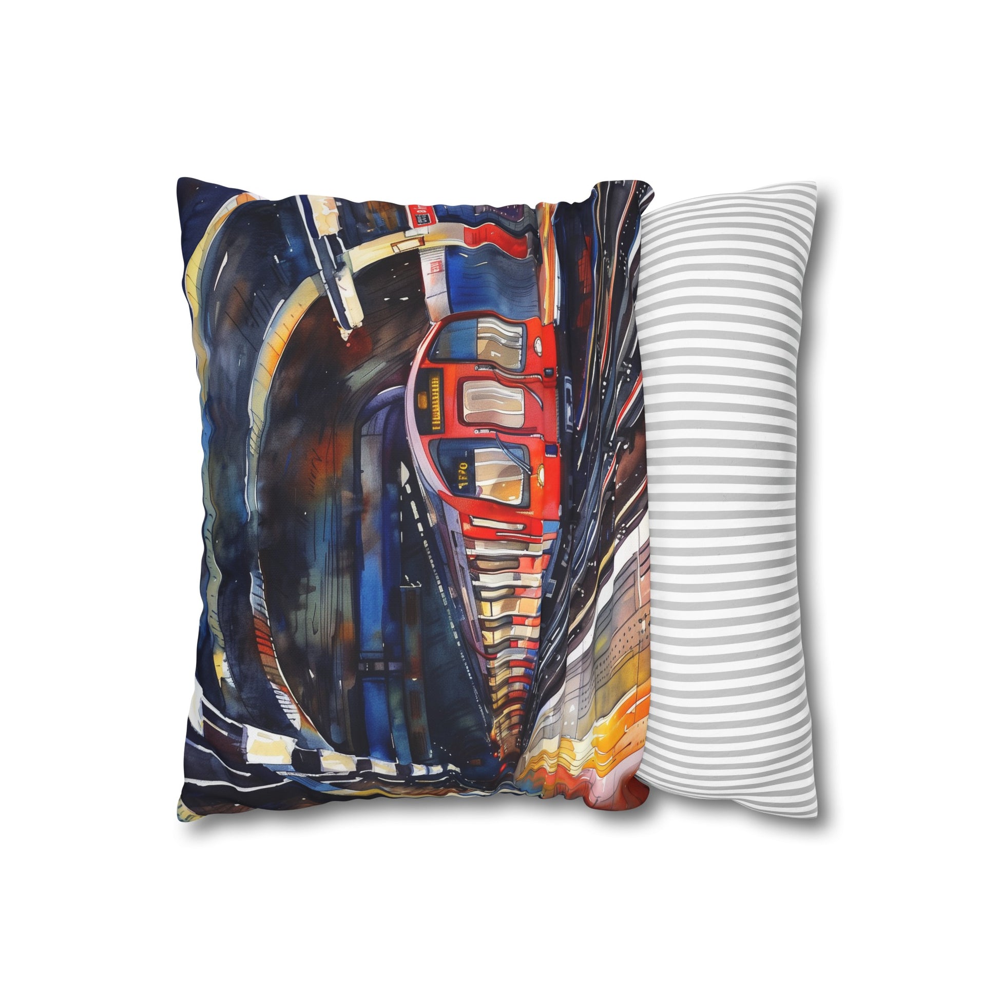 Tube Ride Watercolor Pillowcase - Vibrant London Underground design, high-quality, comfortable, perfect for all seasons - Makes a great gift!