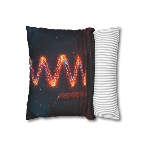 Data Helix Spinning above Stone Altar Double-Sided Square Cushion Cover