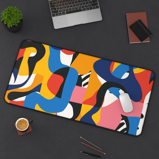 "Abstract Bold Bright Desk Mat - Modern seamless pattern for stylish workspace protection"