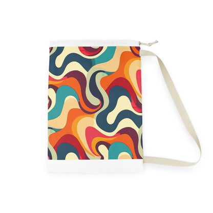 "Colorful Retro Waves Laundry Bag for Vibrant Laundry Organization"