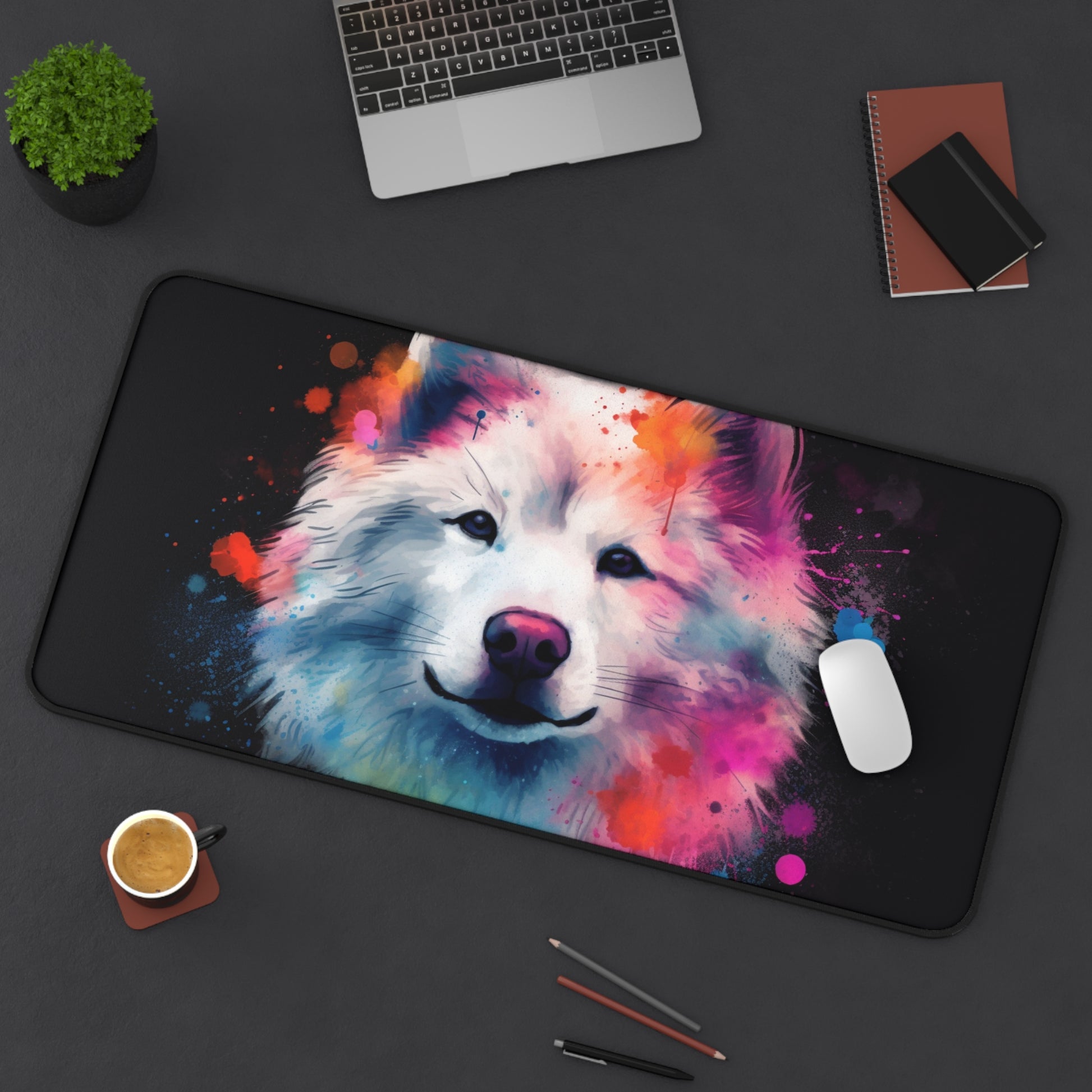 Samoyed Pup Desk Mat | Desk Mat | Accessories, Back-to-School, Desk, Fall Bestsellers, Home & Living, Mouse pad, Mouse Pads, Mousepad, Seasonal Picks, Stationery, TikTok | Prints with Passion