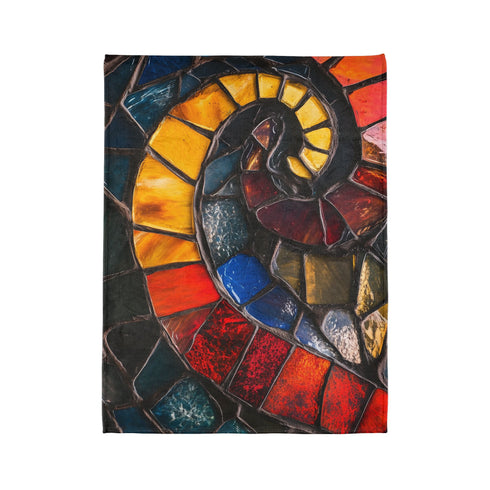Shattered Stained Glass Forming Serpent Plush Fleece Throw Blanket