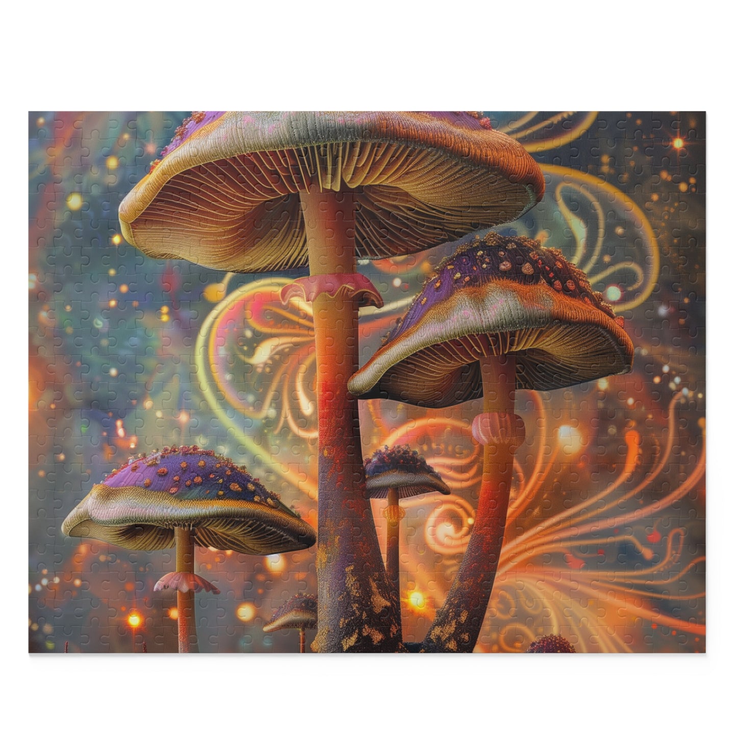 Colorful Trippy Mushroom Jigsaw Puzzle - Vibrant design, intricate patterns, perfect challenge for puzzle enthusiasts