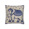 Portuguese Azulejo Tile & Elephant Boho Square Cushion Cover - View 1 | Prints With Passion