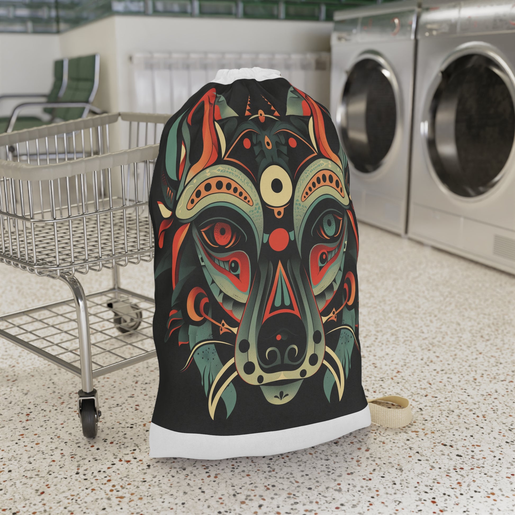 "Stylish Tribal Animal Totem Laundry Bag for Organized Home Décor"