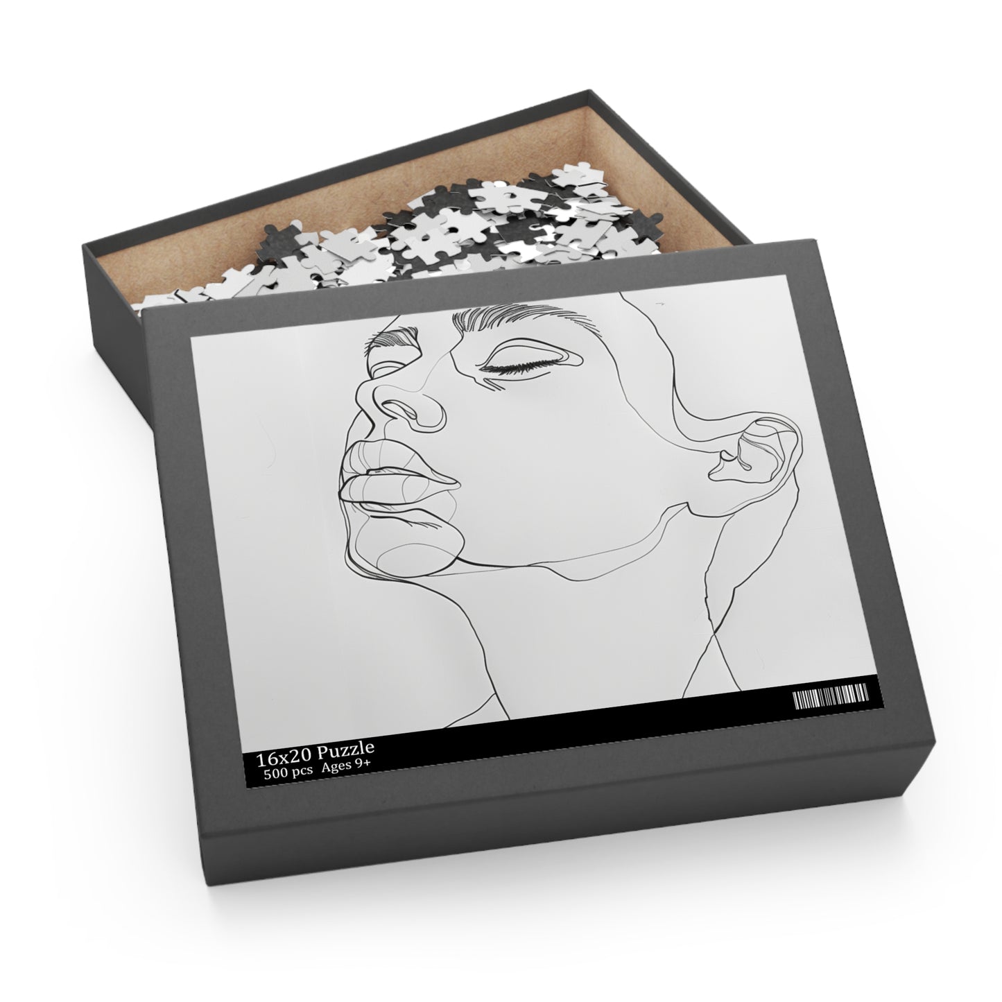 Sleek Face Art Puzzle - Minimalist line art jigsaw for modern decor.