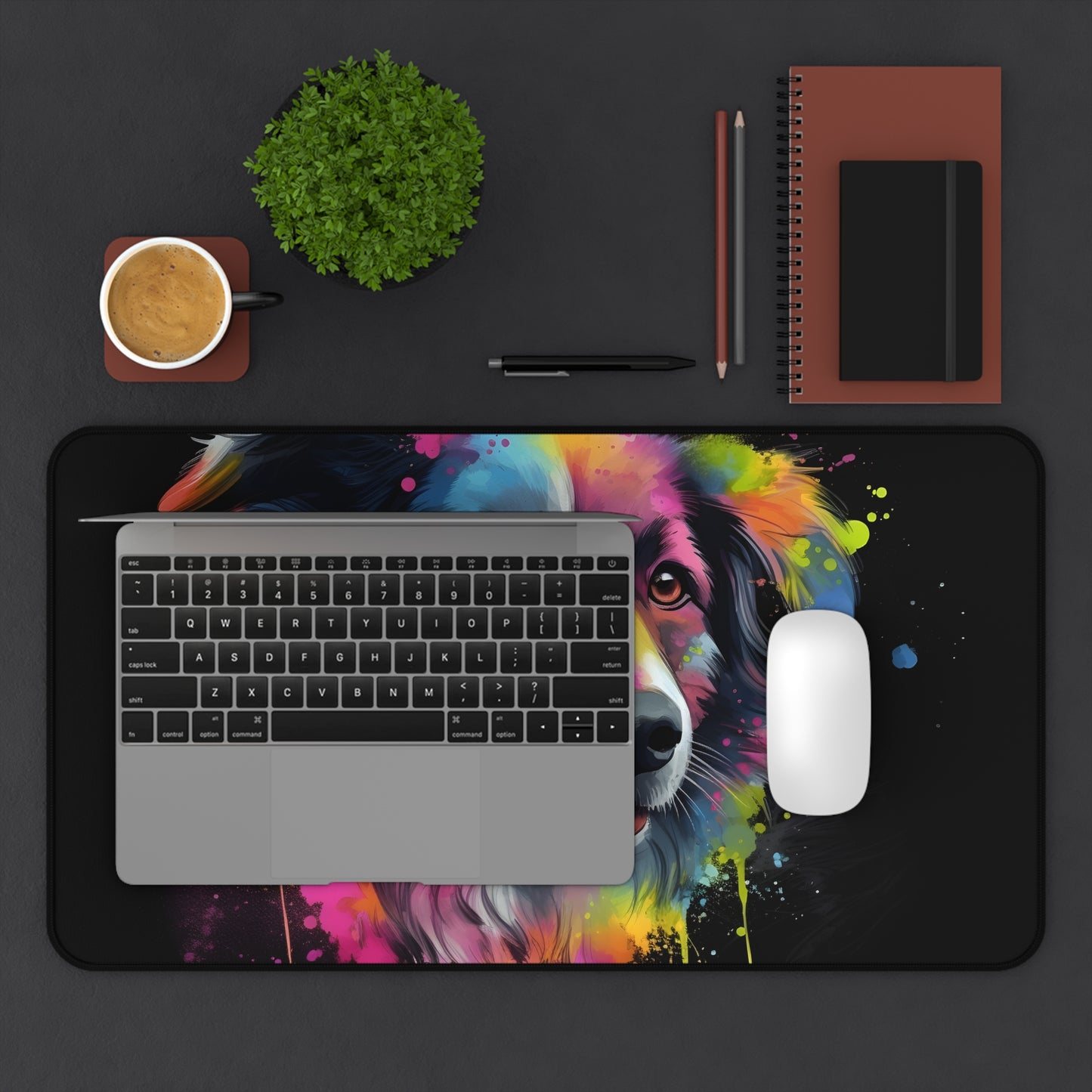 Adorable Collie Desk Mat - Spruce up your workspace with this cute and charming addition. Perfect for protecting your desk with a touch of whimsical charm.