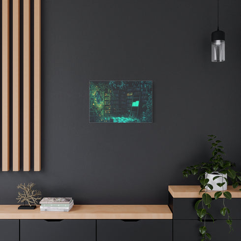 Overgrown Library with Glowing Books — Canvas Wall Art — Product Detail View 5