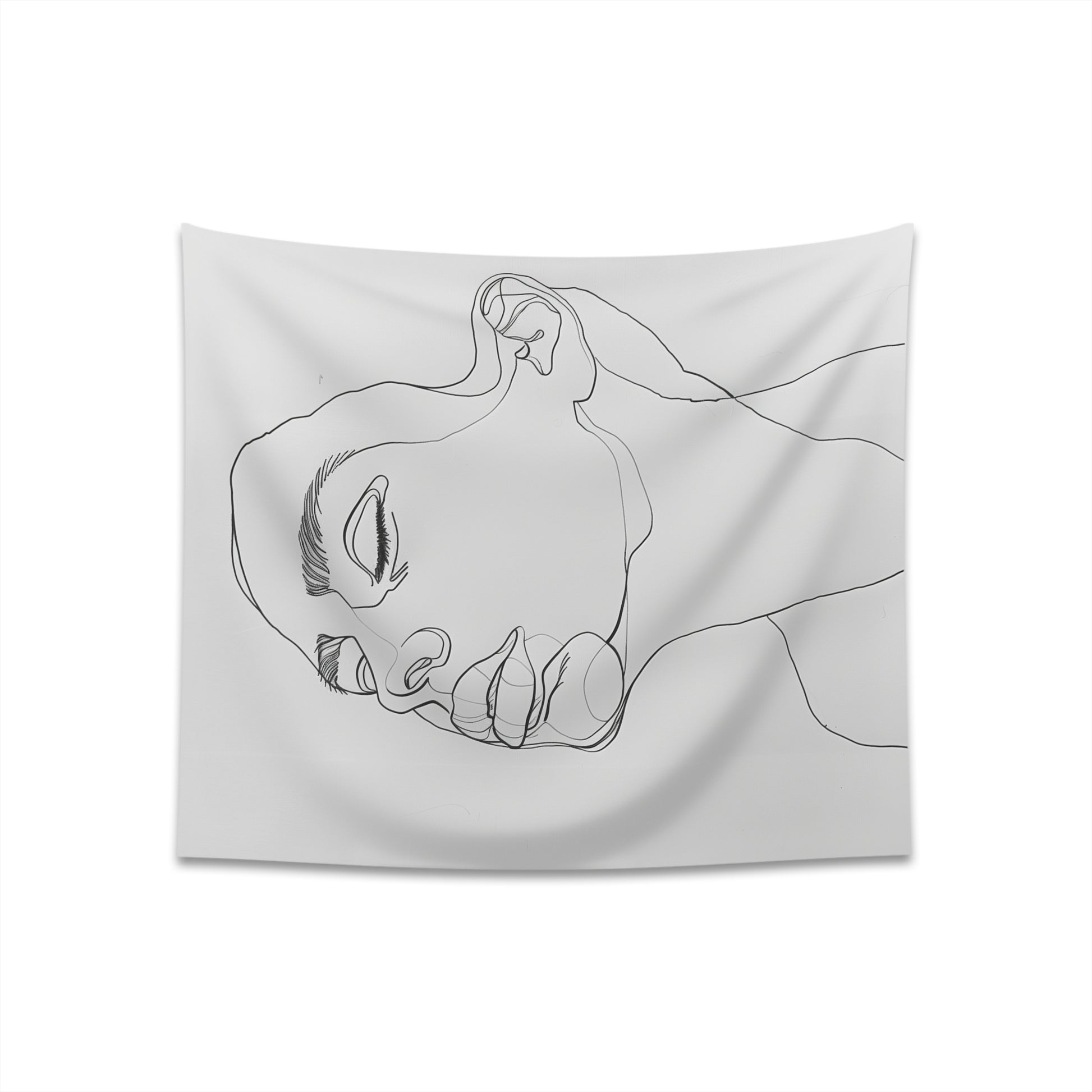 Minimalist Tapestry: Face in a Single Line Artwork - High-Quality, Stylish, 34" x 40" or 57" x 57" - Perfect Gift