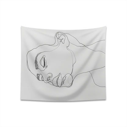 Minimalist Tapestry: Face in a Single Line Artwork - High-Quality, Stylish, 34" x 40" or 57" x 57" - Perfect Gift