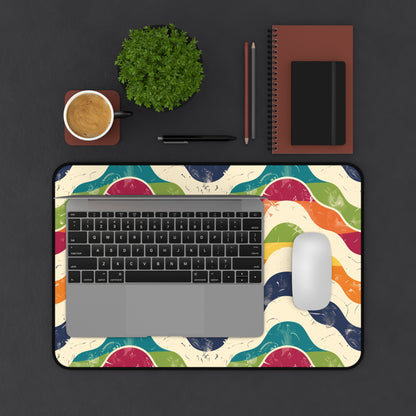 "Colorful Retro Waves Desk Mat for Stylish Workspace"