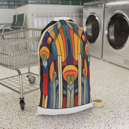 "Stylish Abstract Deco Laundry Bag - Transform Your Laundry Routine with Sophisticated Art Deco Patterns - Functional and Chic Storage Solution"