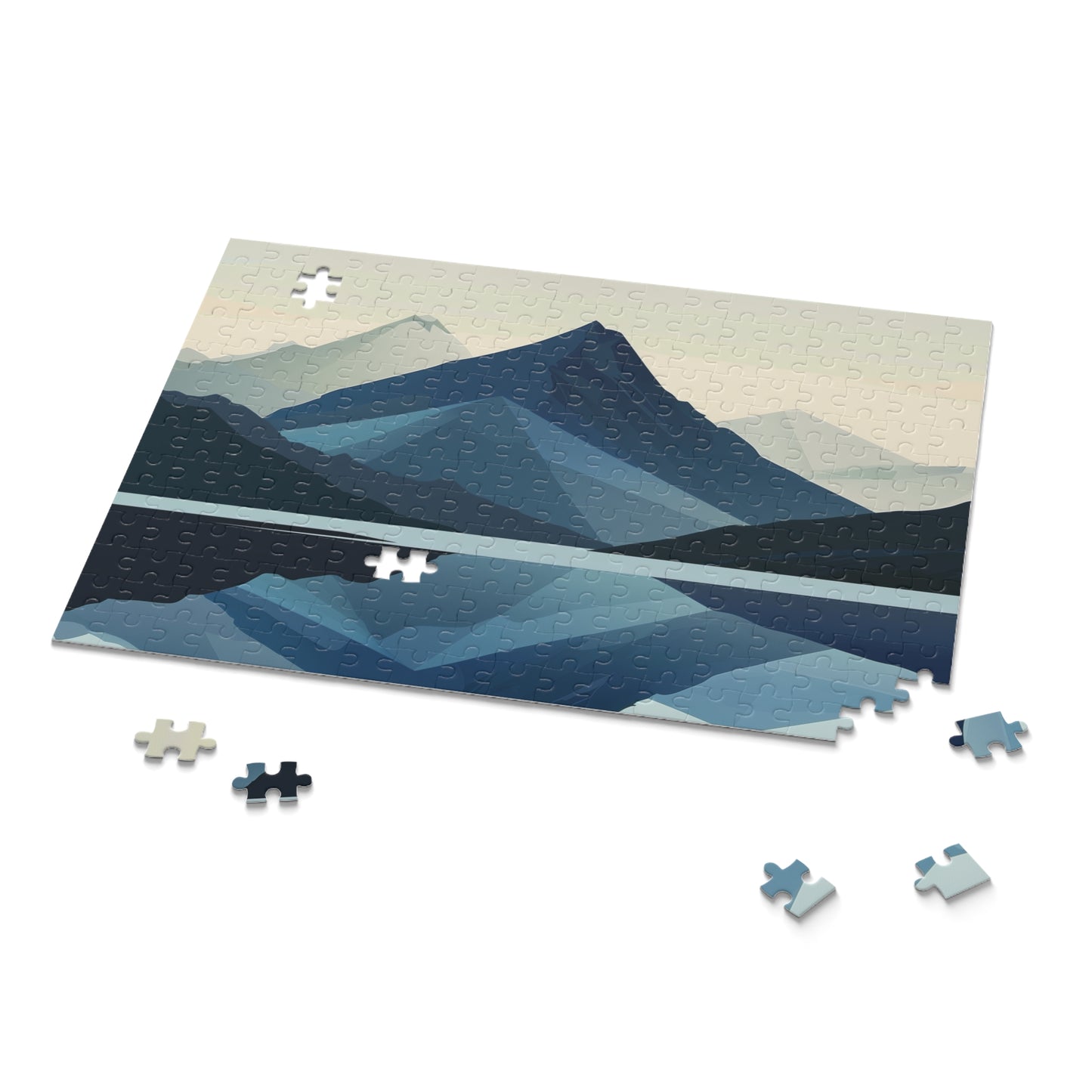 "Mountain Serenity Jigsaw Puzzle - Relaxing minimalist landscape design for mindfulness and relaxation"