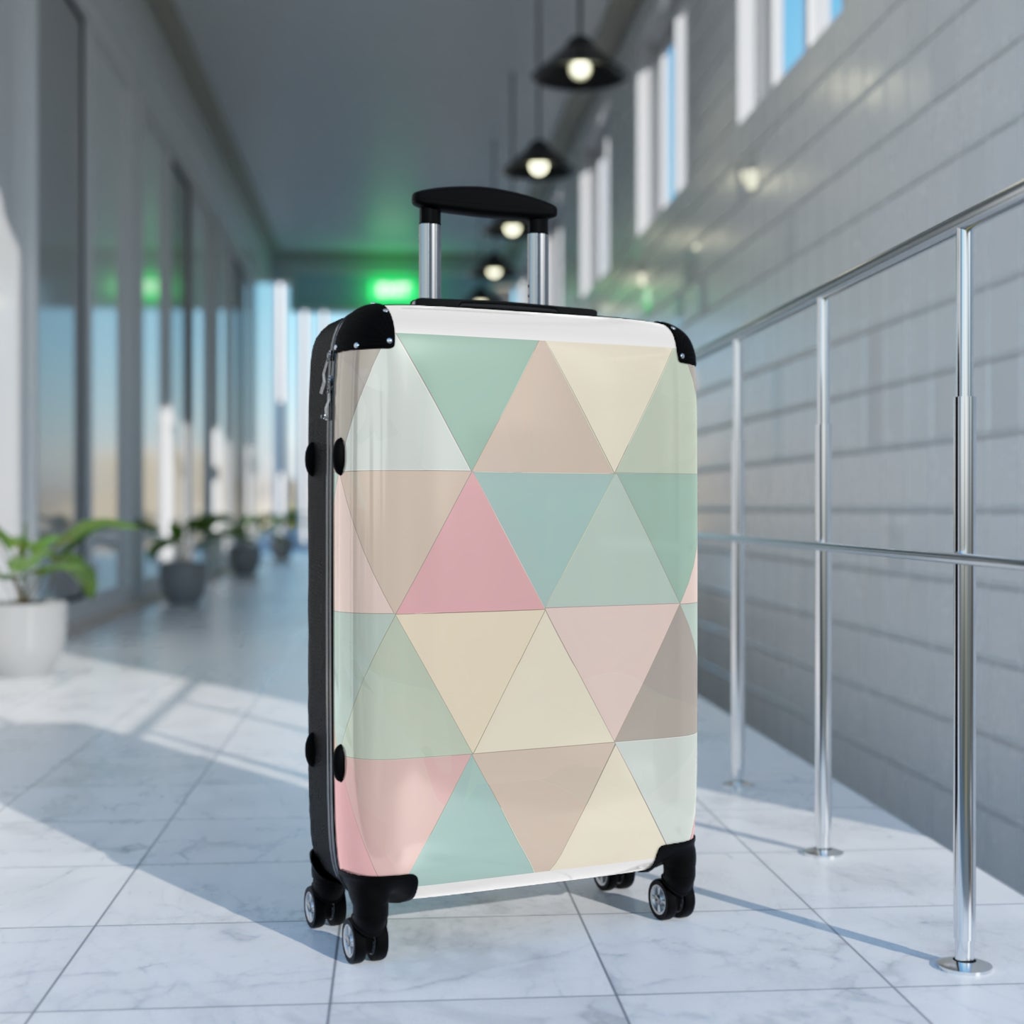 Travel in Style: Pastel Geometric Suitcase