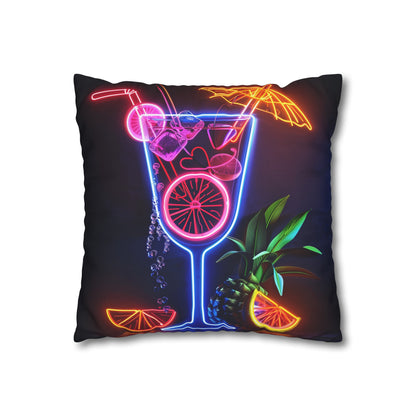 "Neon Cocktail Pillowcase - Vibrant tropical vibes for a stylish and comfortable sleep space. Perfect gift for all seasons."