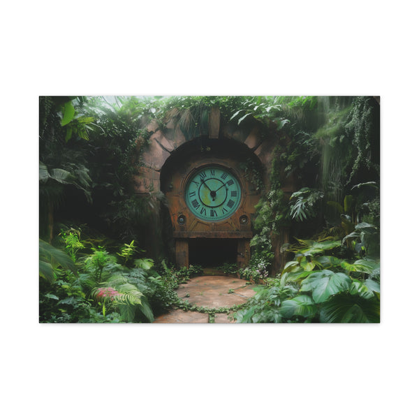 Time Machine Hidden in a Jungle — Canvas Wall Art — Living Room Wall Lifestyle View