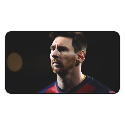 "Upgrade your desk with Messi Soccer Desk Mat - stylish design inspired by legendary footballer for optimal workspace style and function"