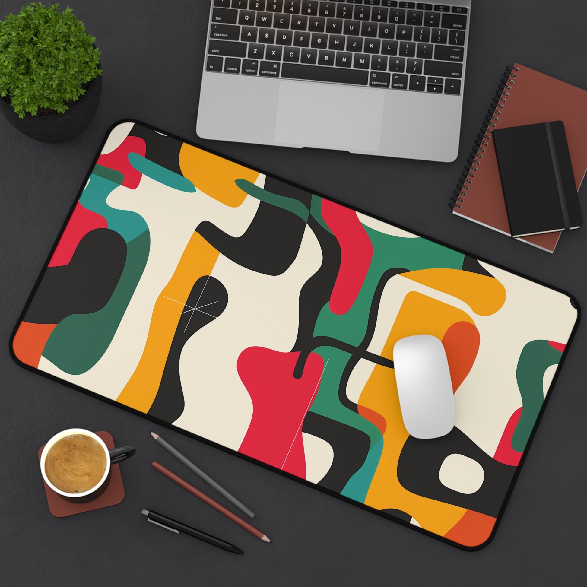 "Modern Abstract Desk Mat with Bright and Bold Colors for Stylish Office Decor"