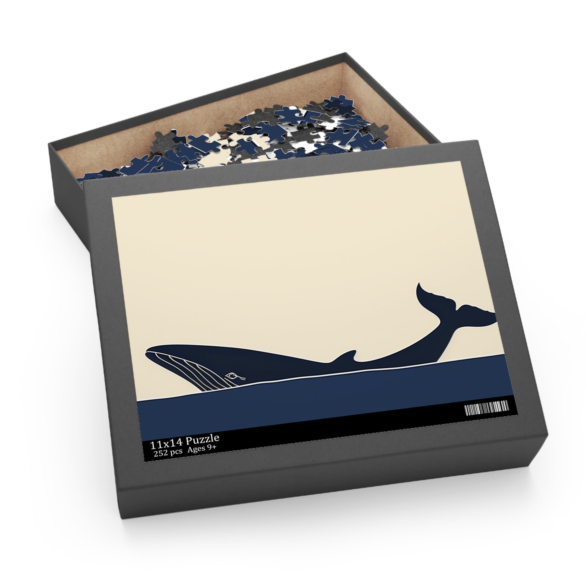 Serene Ocean Whale Jigsaw Puzzle - Graceful whale in tranquil waters, minimalist design