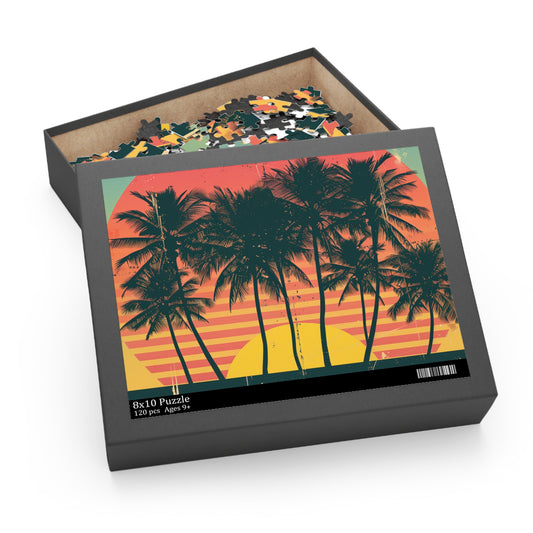 Retro Sunset Palm Tree Puzzle | Puzzle | Back-to-School, Fall Picks, Games, Holiday Picks, Home & Living, Puzzles, TikTok, Valentine's Day, Valentine's Day Picks | Prints with Passion