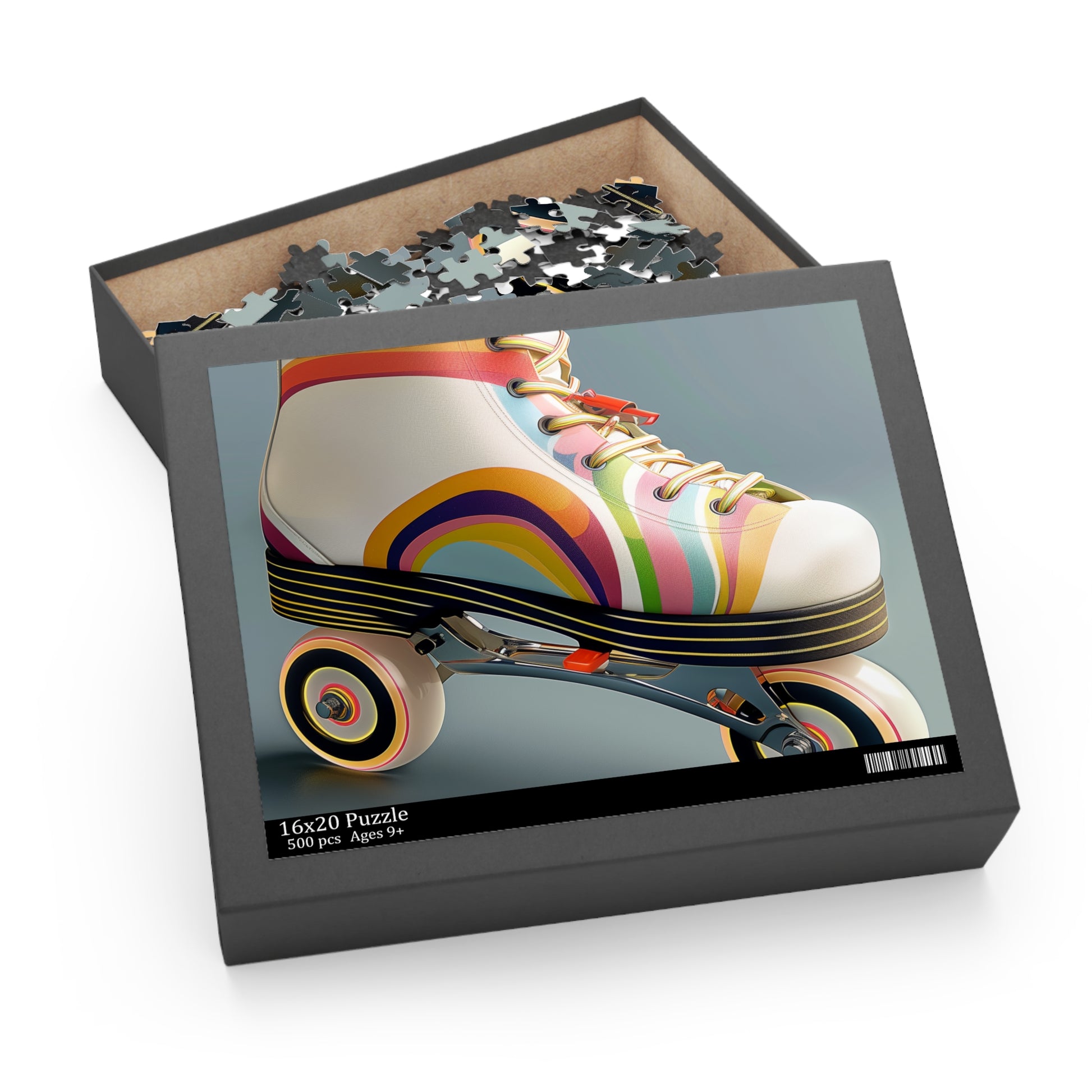 "Colorful Retro Roller Skates Jigsaw Puzzle - Fun and Challenging Activity for All Ages"