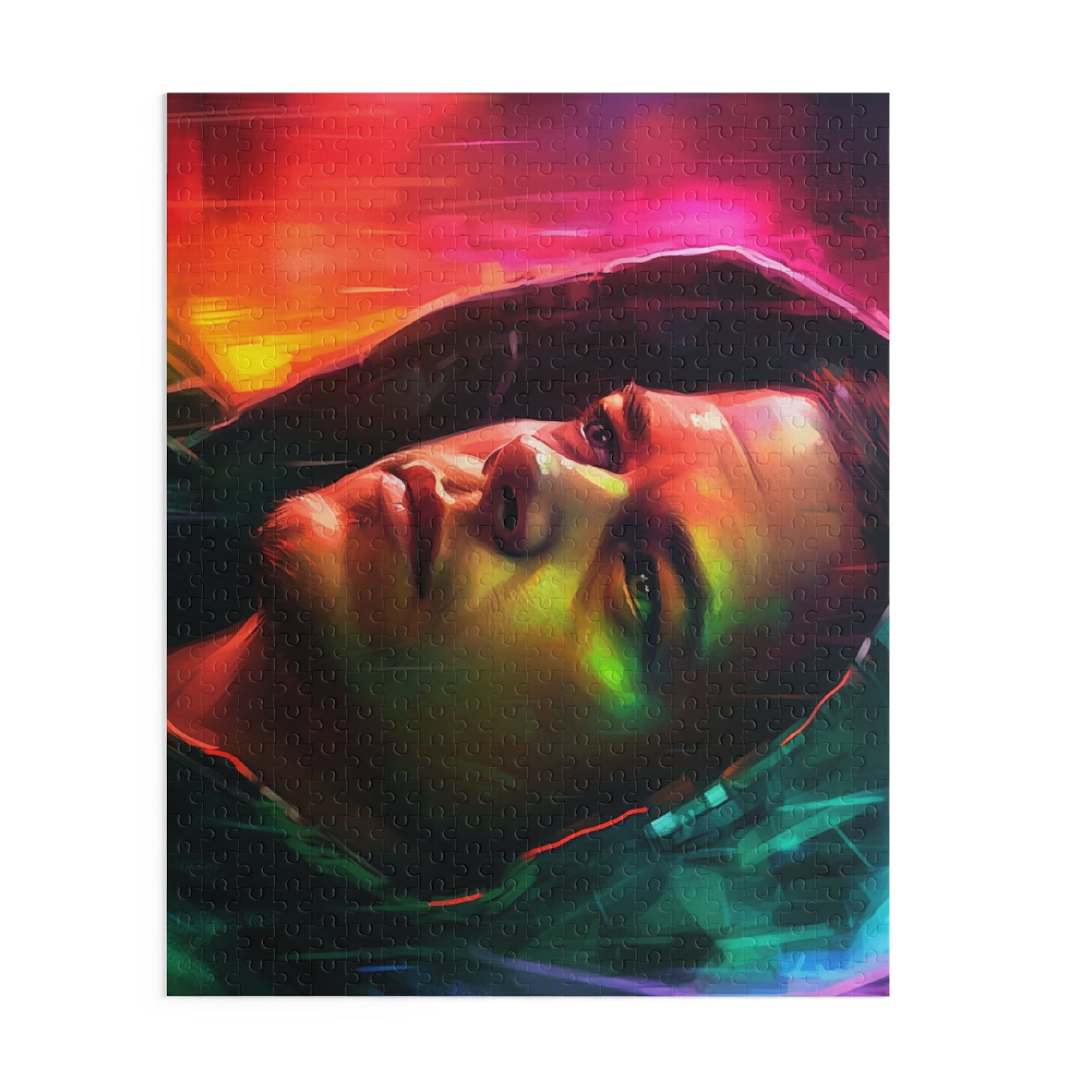 Matt Damon Neon Watercolor Puzzle