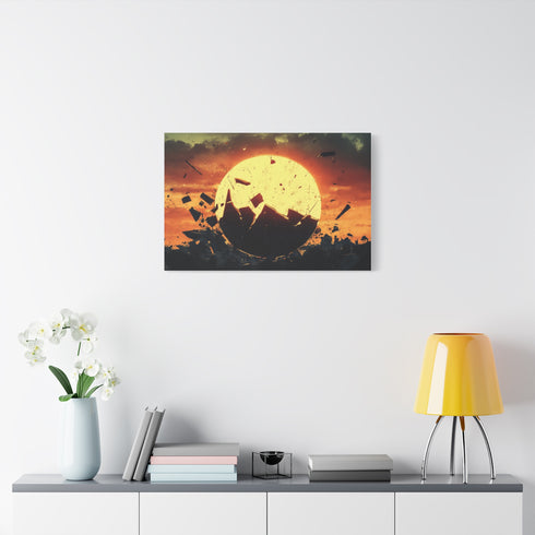 Rising Sun Behind a Shattered Planet — Canvas Wall Art — Product Detail View 7