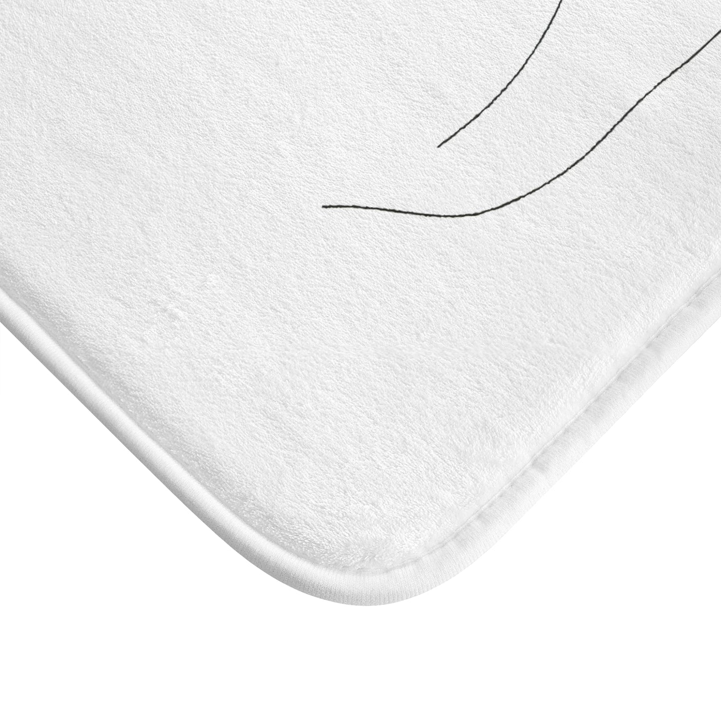 Alt text: Abstract Visage Bath Mat - Minimalist line art representation of a human face bath mat, perfect for adding modern art to your bathroom. Made with high-quality material, this bath mat is comfortable, stylish, and suitable for all seasons. Size: 24" × 17". Great gift idea. Visit our shop for more unique designs. Thank you for supporting BenCPrints!