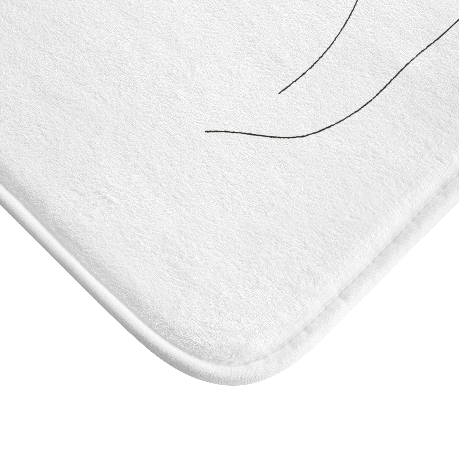 Alt text: Abstract Visage Bath Mat - Minimalist line art representation of a human face bath mat, perfect for adding modern art to your bathroom. Made with high-quality material, this bath mat is comfortable, stylish, and suitable for all seasons. Size: 24" × 17". Great gift idea. Visit our shop for more unique designs. Thank you for supporting BenCPrints!