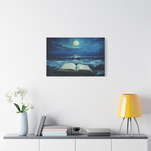Moonlight Spilling from Open Book — Canvas Wall Art — Product Detail View 7