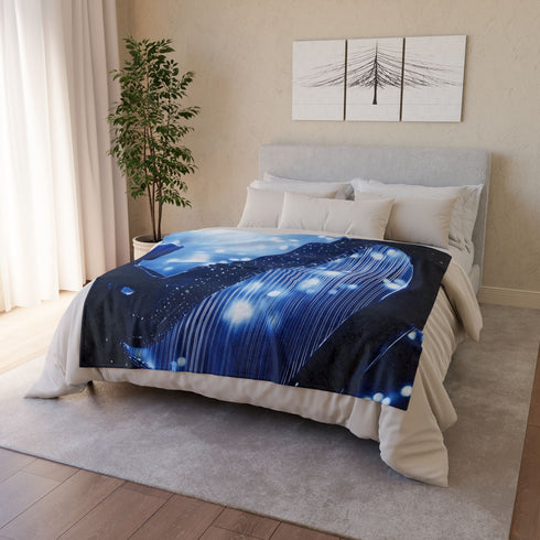 Robotic Harp Playing Stardust Music Plush Fleece Throw Blanket