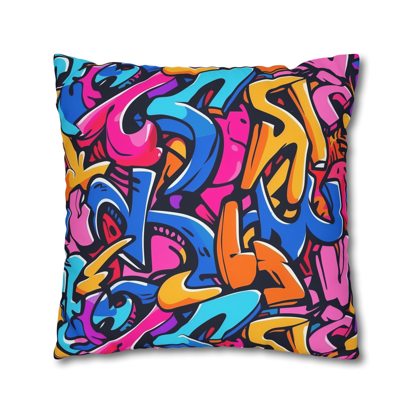 Neon Urban Graffiti Pillowcase - Edgy and Vibrant Seamless Pattern for Bed Decor