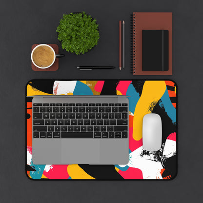 "Vibrant abstract desk mat with modern seamless pattern for stylish workspace protection"