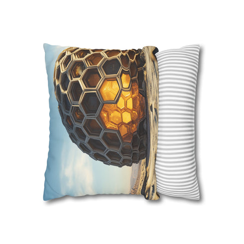 Data Hive Rising from Desert Floor (Edition II) — 40×40 Cushion Cover — Sofa & Living Room Lifestyle View