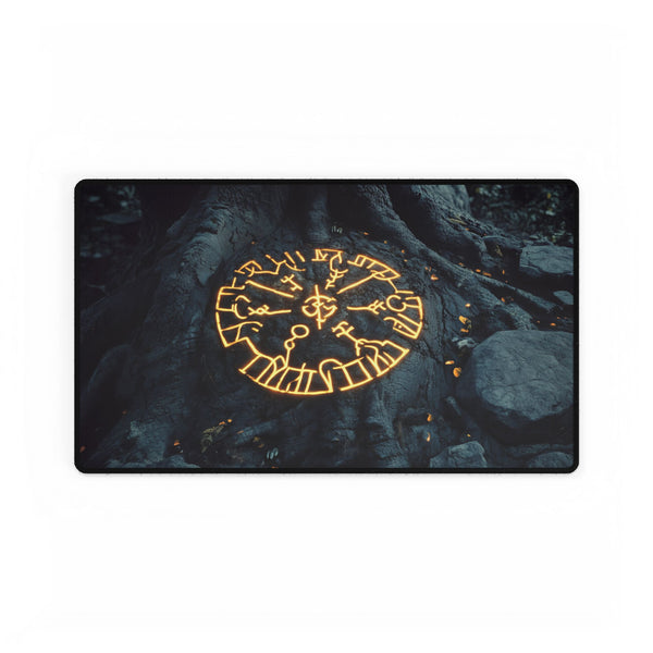 Ancient Tree with Glowing Runes — XL & XXL Desk Mat — Gaming & Workspace Desk Setup View