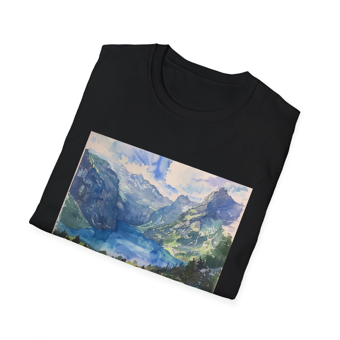 Majestic Peaks in Watercolor: The Swiss Alps T-shirt