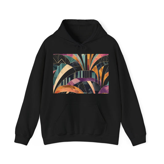 Abstract Art Hoodie - Rhythms of Symmetry: Abstract Art Deco Harmony
