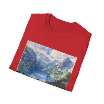 ## Majestic Peaks in Watercolor: The Swiss Alps T-shirt