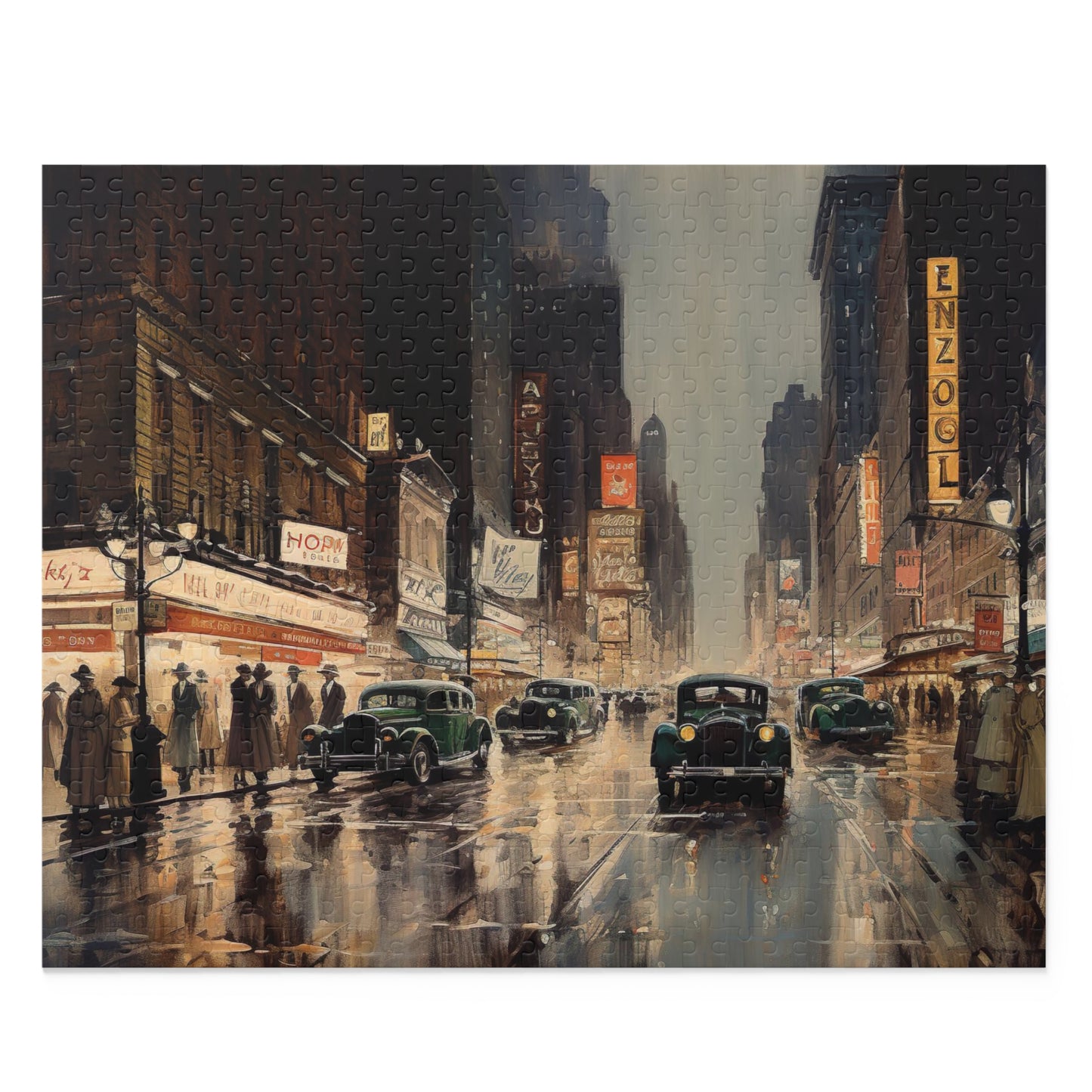 "Roaring 20s NYC Jigsaw Puzzle - Vintage New York City landmark design for history buffs and puzzle enthusiasts"