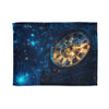 Clock Tower with Stars As Gears Plush Fleece Throw Blanket