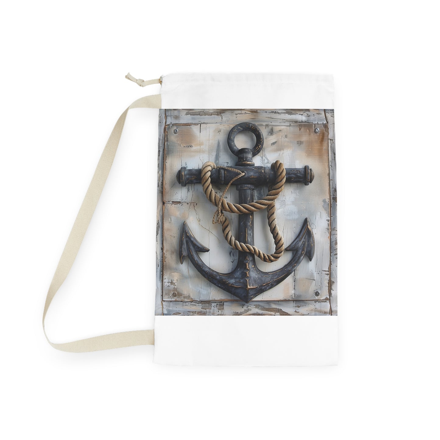 "Anchor and rope laundry bag with nautical charm for stylish and durable laundry routine"