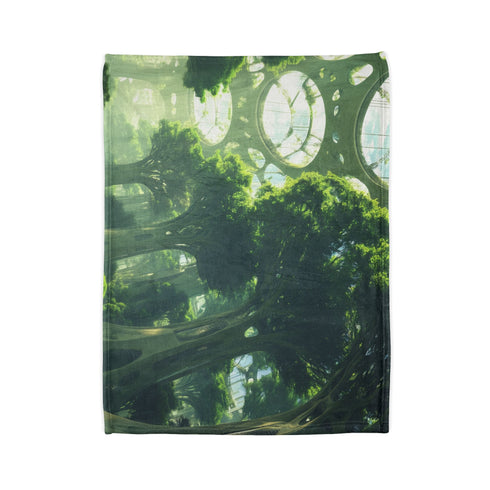 Sky Garden with Fractal Trees Plush Fleece Throw Blanket