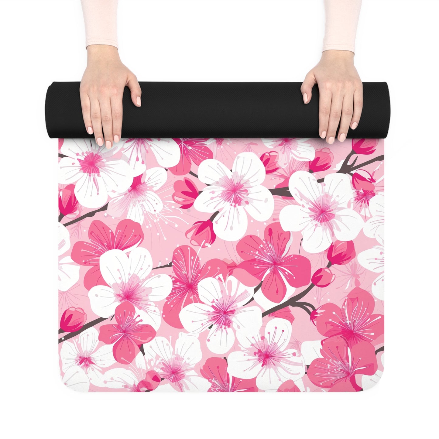 Cherry Blossom Yoga Mat: Pink & White Beauty