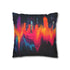 Soundwave Forming a Neon Skyline — 40×40 Cushion Cover — Double-Sided Back & Concealed Zip Detail