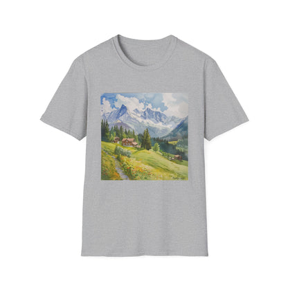 ## Alpine Serenity in Watercolor: The Swiss Alps T-shirt